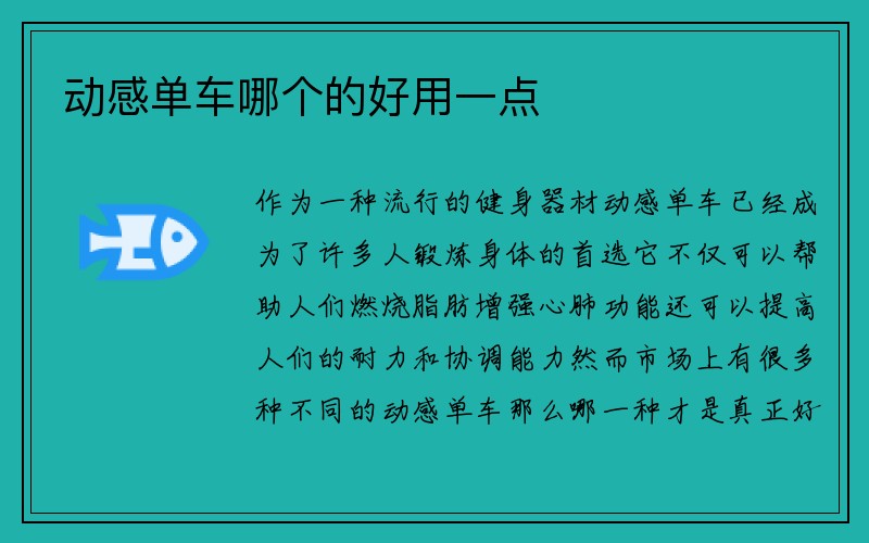 动感单车哪个的好用一点