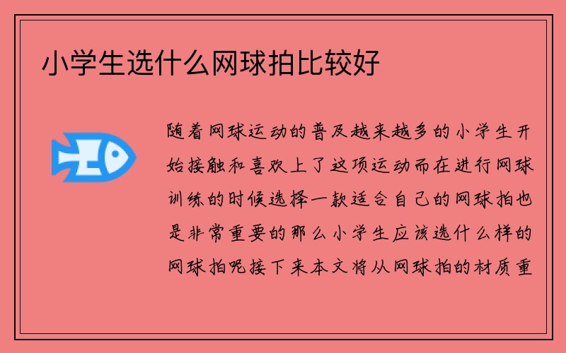 小学生选什么网球拍比较好