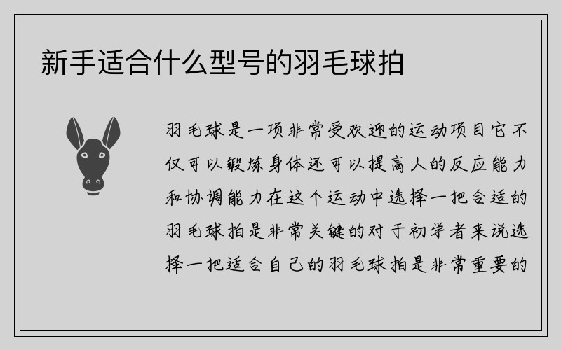 新手适合什么型号的羽毛球拍