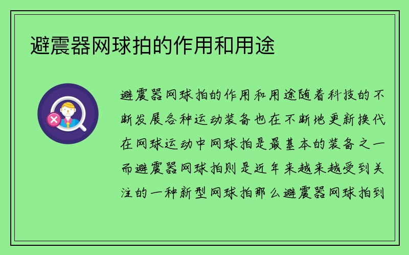 避震器网球拍的作用和用途